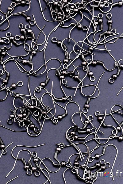 Supports pour boucles d'oreilles - long. 16 mm - noir